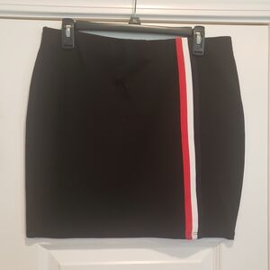 Haute Monde Black Pencil Skirt with Red and White Stripe